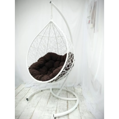 Подвесное кресло с ротангом ''Капля'' Белое